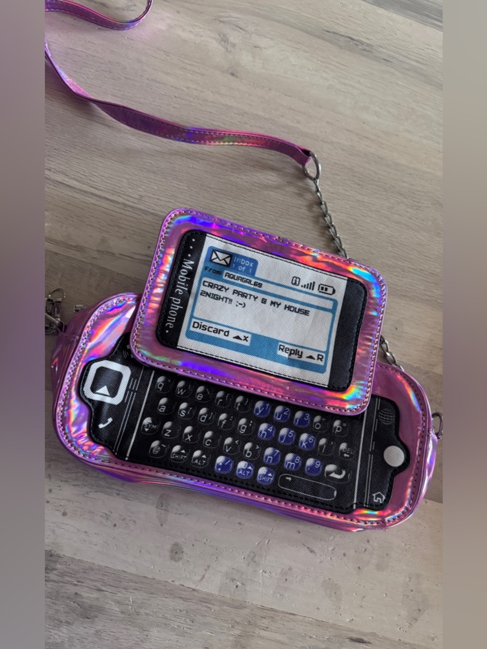 Holographic Pink Phone Crossbody Bag with y2k Design novelty purse
